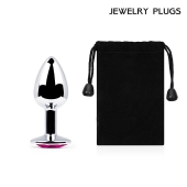 Серебристая анальная пробка с малиновым кристаллом - 7,2 см. - Anal Jewelry Plug - купить с доставкой в Архангельске
