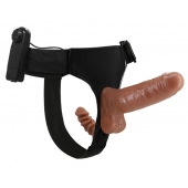 Страпон с вагинальной пробкой и вибрацией Ultra Passionate Harness - 16 см. - Baile - купить с доставкой в Архангельске