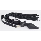 Черная анальная пробка с плетью - Sitabella - купить с доставкой в Архангельске