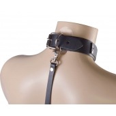 Черный ошейник с металлическими зажимами на соски и поводком - Sitabella - купить с доставкой в Архангельске