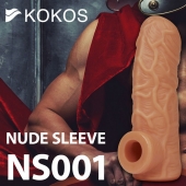 Телесная открытая насадка-реалистик с подхватом мошонки Nude Sleeve L - 14 см. - KOKOS - в Архангельске купить с доставкой