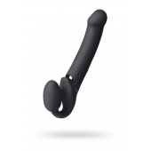 Черный безремневой вибрострапон Vibrating Bendable Strap-On L - Strap-on-me - купить с доставкой в Архангельске