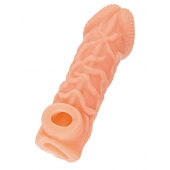 Телесная закрытая насадка с венками Cock Sleeve Size S - 13,8 см. - KOKOS - в Архангельске купить с доставкой