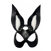Черная маска зайки с белым мехом на ушках Miss Bunny - БДСМ Арсенал - купить с доставкой в Архангельске