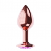 Пробка цвета розового золота с лиловым кристаллом Diamond Quartz Shine L - 8,3 см. - Lola Games - купить с доставкой в Архангельске