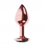 Пробка цвета розового золота с черным кристаллом Diamond Jet Shine L - 8,3 см. - Lola Games - купить с доставкой в Архангельске