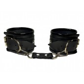 Черные наручники из эко-кожи - БДСМ Арсенал - купить с доставкой в Архангельске