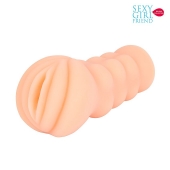 Телесный мастурбатор-вагина с комплектом эрекционных колец - Bior toys - в Архангельске купить с доставкой