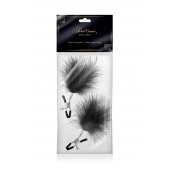 Зажимы на соски с черными пуховыми кисточками Sweet Caress Feather Nipple Clumps - Sweet Caress - купить с доставкой в Архангельске