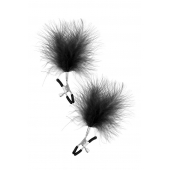 Зажимы на соски с черными пуховыми кисточками Sweet Caress Feather Nipple Clumps - Sweet Caress - купить с доставкой в Архангельске