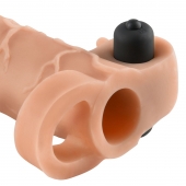 Телесная вибронасадка с кольцом Vibrating Real Feel 2 Extension - 16 см. - Pipedream - в Архангельске купить с доставкой