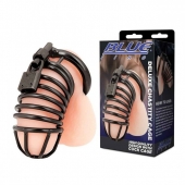 Черная металлическая клетка с замком Deluxe Chastity Cage - BlueLine - купить с доставкой в Архангельске