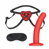 Красный поясной фаллоимитатор Red Heart Strap on Harness   5in Dildo Set - 12,25 см. - Lux Fetish - купить с доставкой в Архангельске