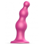 Розовая насадка Strap-On-Me Dildo Plug Beads size S - Strap-on-me - купить с доставкой в Архангельске