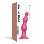 Розовая насадка Strap-On-Me Dildo Plug Beads size L - Strap-on-me - купить с доставкой в Архангельске