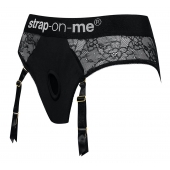 Черные трусики для насадок Diva Lingerie Harness - size S - Strap-on-me - купить с доставкой в Архангельске