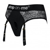 Черные трусики для насадок Diva Lingerie Harness - size L - Strap-on-me - купить с доставкой в Архангельске