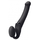 Черный безремневой вибрострапон Silicone Bendable Strap-On - size XL - Strap-on-me - купить с доставкой в Архангельске