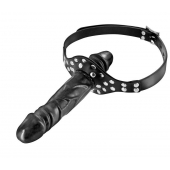 Черный кляп-фаллоимитатор Double Penis Gag - Fetish Tentation - купить с доставкой в Архангельске
