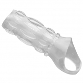 Насадка на пенис с кольцом для мошонки Clear Sensations Enhancer Sex Sleeve - 11,5 см. - XR Brands - в Архангельске купить с доставкой