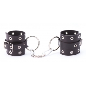 Черные кожаные наручники с люверсами - Crazy Handmade - купить с доставкой в Архангельске