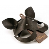 Черная кожаная маска  Кошка  с маленькими ушками - Crazy Handmade - купить с доставкой в Архангельске