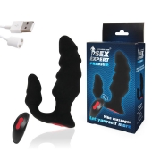 Черный анальный вибростимулятор с пультом ДУ - Sex Expert - в Архангельске купить с доставкой