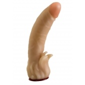 Телесная гелевая насадка-фаллос с клиторальными лепестками - 18,5 см. - LOVETOY (А-Полимер) - купить с доставкой в Архангельске