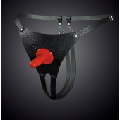 Чёрные кожаные универсальные трусики со штырьком для насадок - Sitabella - купить с доставкой в Архангельске