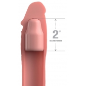 Телесная насадка-удлинитель 2 Inch Silicone X-tension with Strap - 20,3 см. - Pipedream - в Архангельске купить с доставкой