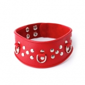 Кожаный красный ошейник с велюровой подкладкой - Sitabella - купить с доставкой в Архангельске