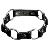 Кожаный черный ошейник с кольцами - Sitabella - купить с доставкой в Архангельске