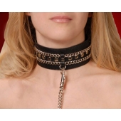Чёрный ошейник с цепочками и поводком - Sitabella - купить с доставкой в Архангельске