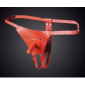 Красные кожаные универсальные трусики со штырьком для насадок - Sitabella - купить с доставкой в Архангельске
