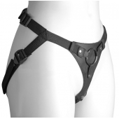 Черный женский пояс-трусики с кольцом для фиксации насадок - LOVETOY (А-Полимер) - купить с доставкой в Архангельске