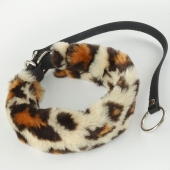 Леопардовый меховой ошейник с кожаным поводком - Sitabella - купить с доставкой в Архангельске