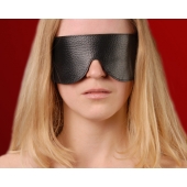 Чёрная широкая кожаная маска на глаза - Sitabella - купить с доставкой в Архангельске