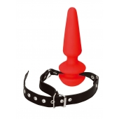 Красный кляп-плаг из силикона на черных регулируемых ремешках - NMC - купить с доставкой в Архангельске