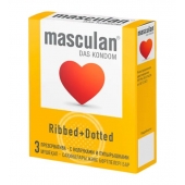 Презервативы с колечками и пупырышками Masculan Ribbed+Dotted - 3 шт. - Masculan - купить с доставкой в Архангельске