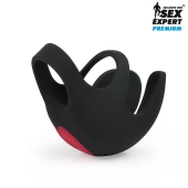 Черная вибронасадка на пенис и мошонку Sex Expert - Sex Expert - в Архангельске купить с доставкой