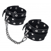 Черные кожаные однослойные оковы с люверсами - Pecado - купить с доставкой в Архангельске