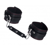 Черные кожаные однослойные оковы с контрастной строчкой - Pecado - купить с доставкой в Архангельске