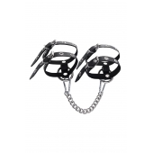 Черные однослойные кожаные оковы из двух ремешков - Pecado - купить с доставкой в Архангельске