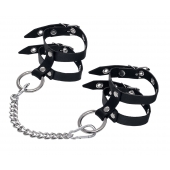 Черные однослойные кожаные оковы из двух ремешков - Pecado - купить с доставкой в Архангельске