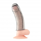 Текстурированная насадка на пенис Clear Textured Penis Enhancing Sleeve Extension - 16,5 см. - BlueLine - в Архангельске купить с доставкой