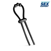 Черное эрекционное кольцо со стимулирующими бусинами - Sex Expert - в Архангельске купить с доставкой
