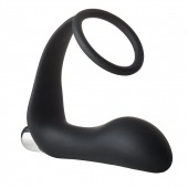 Черное эрекционное кольцо с вибропробкой Vibrating Anal Plug With Cockring - Dream Toys - в Архангельске купить с доставкой