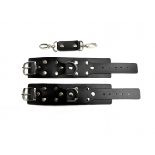 Черные кожаные наручники Sex Game - БДСМ Арсенал - купить с доставкой в Архангельске