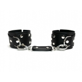 Черные кожаные наручники Sex Game - БДСМ Арсенал - купить с доставкой в Архангельске