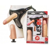 Телесный страпон Harness LESBI с вагинальной пробкой - 16,5 см. - LOVETOY (А-Полимер) - купить с доставкой в Архангельске